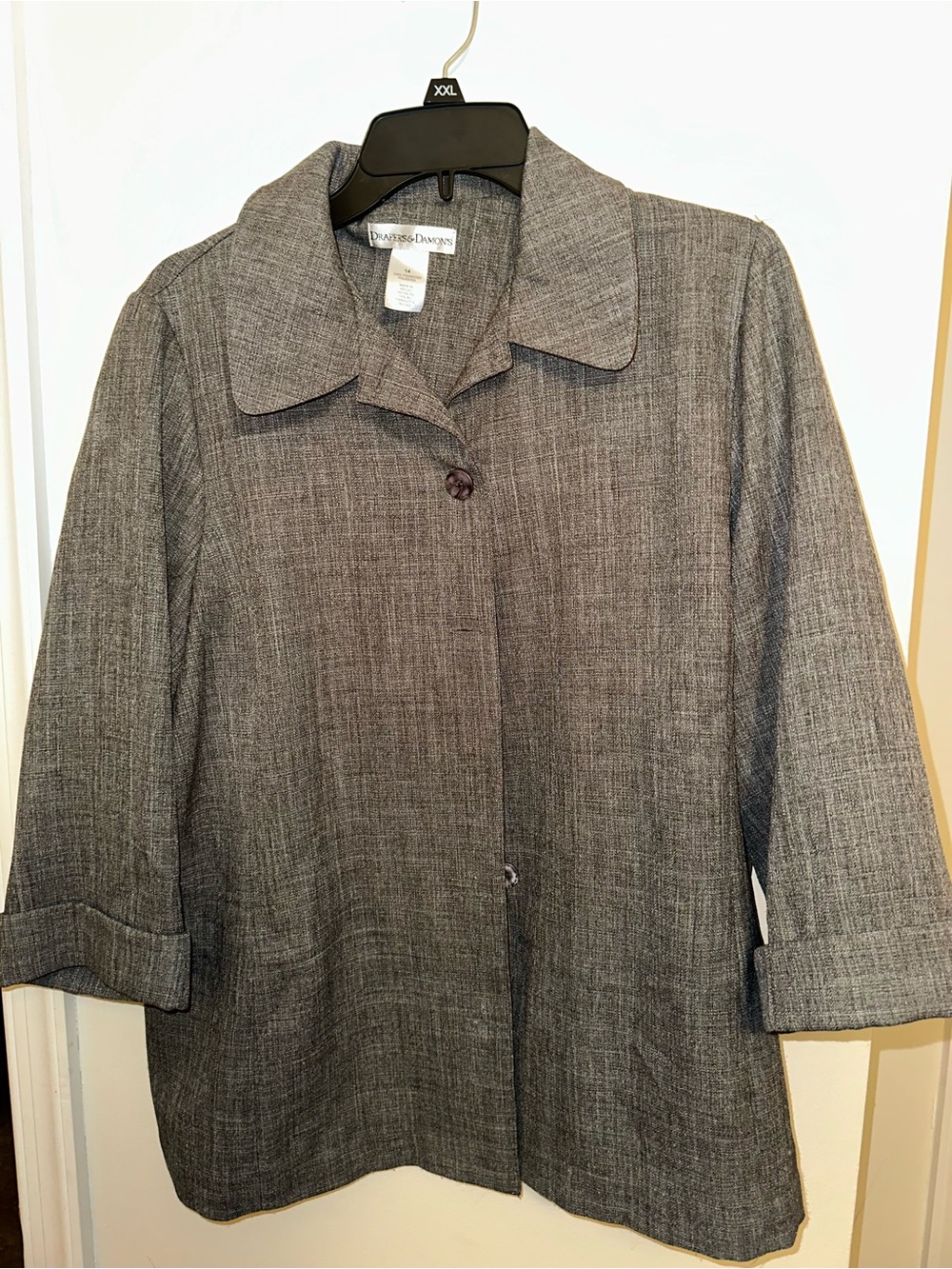 Women's Gray Button-Front Blazer Jacket
